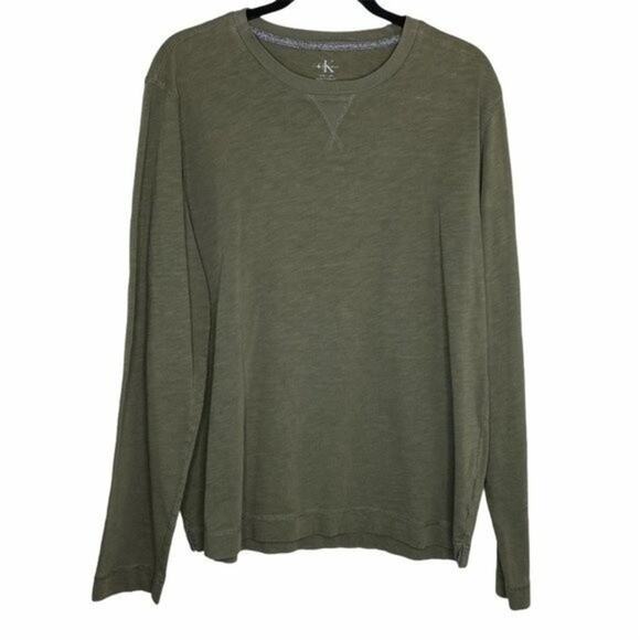 Calvin Klein Green 100% Cotton Long Sleeve Tee Large - Picture 1 of 5